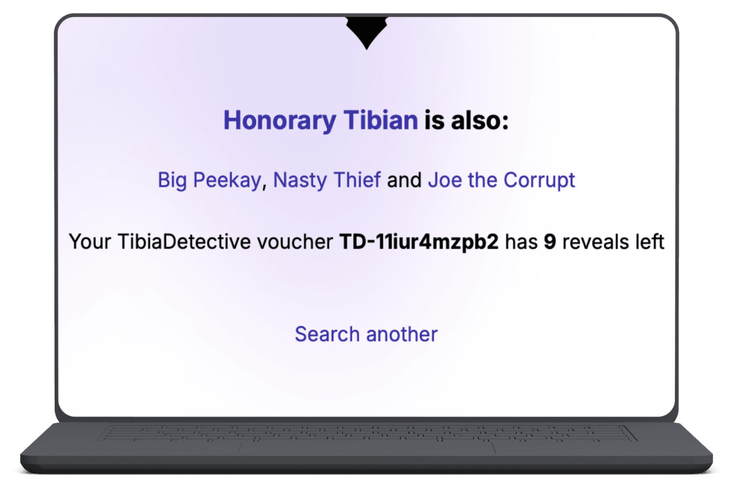 A list of revealed character names associated with the searched character.